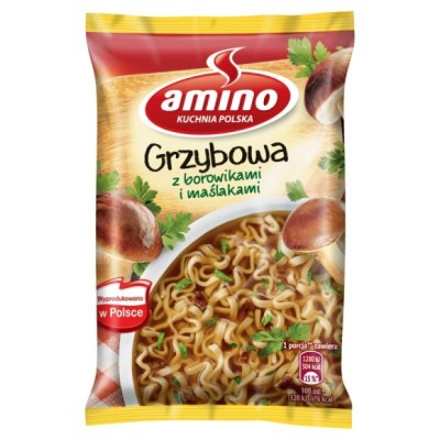 Amino ZUPA GRZYBOWA Z BOROWIKAMI I MAŚLAKAMI ZUPKA CHIŃSKA 57g KRÓTKA DATA